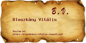 Bleszkány Vitális névjegykártya